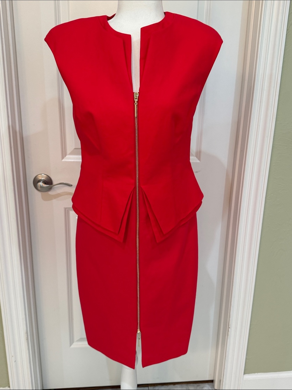 Ted Baker London Red Zip-Peplum Sheath Dress